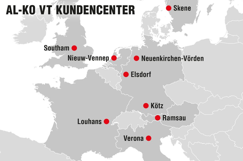 Jetzt sind es bald neun AL-KO Kundencenter für noch mehr Kundennähe in Europa. | © AL-KO Fahrzeugtechnik Gruppe